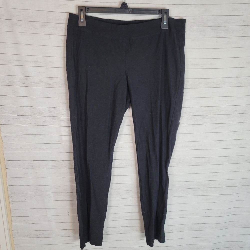 EILEEN FISHER BLACK CREPE LEGGINGS, SZ MEDIUM